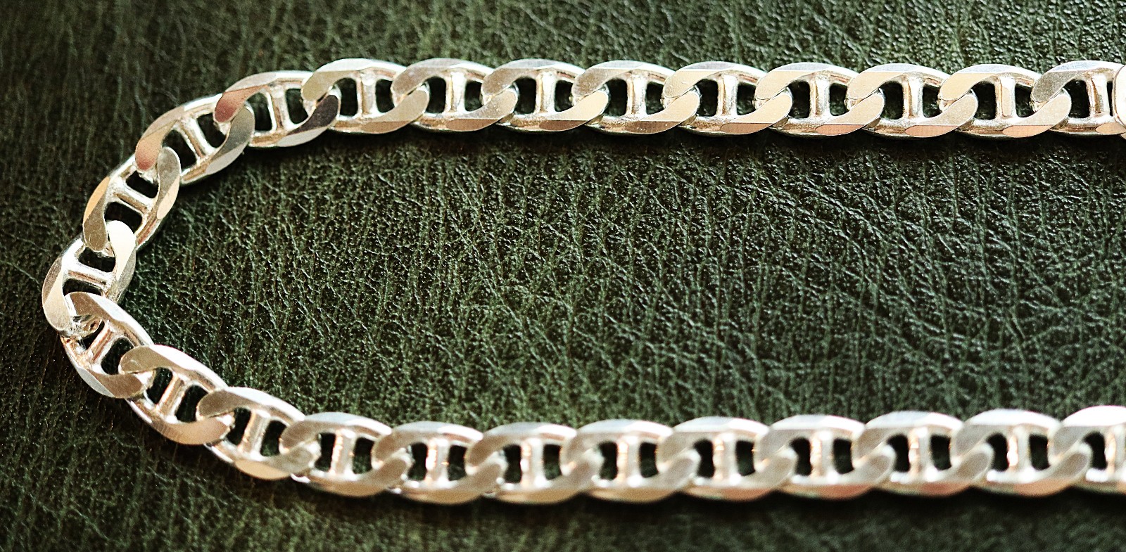 24 inch 925 MENS STERLING SILVER 43.8g 7mm ANCHOR CHAIN Necklace