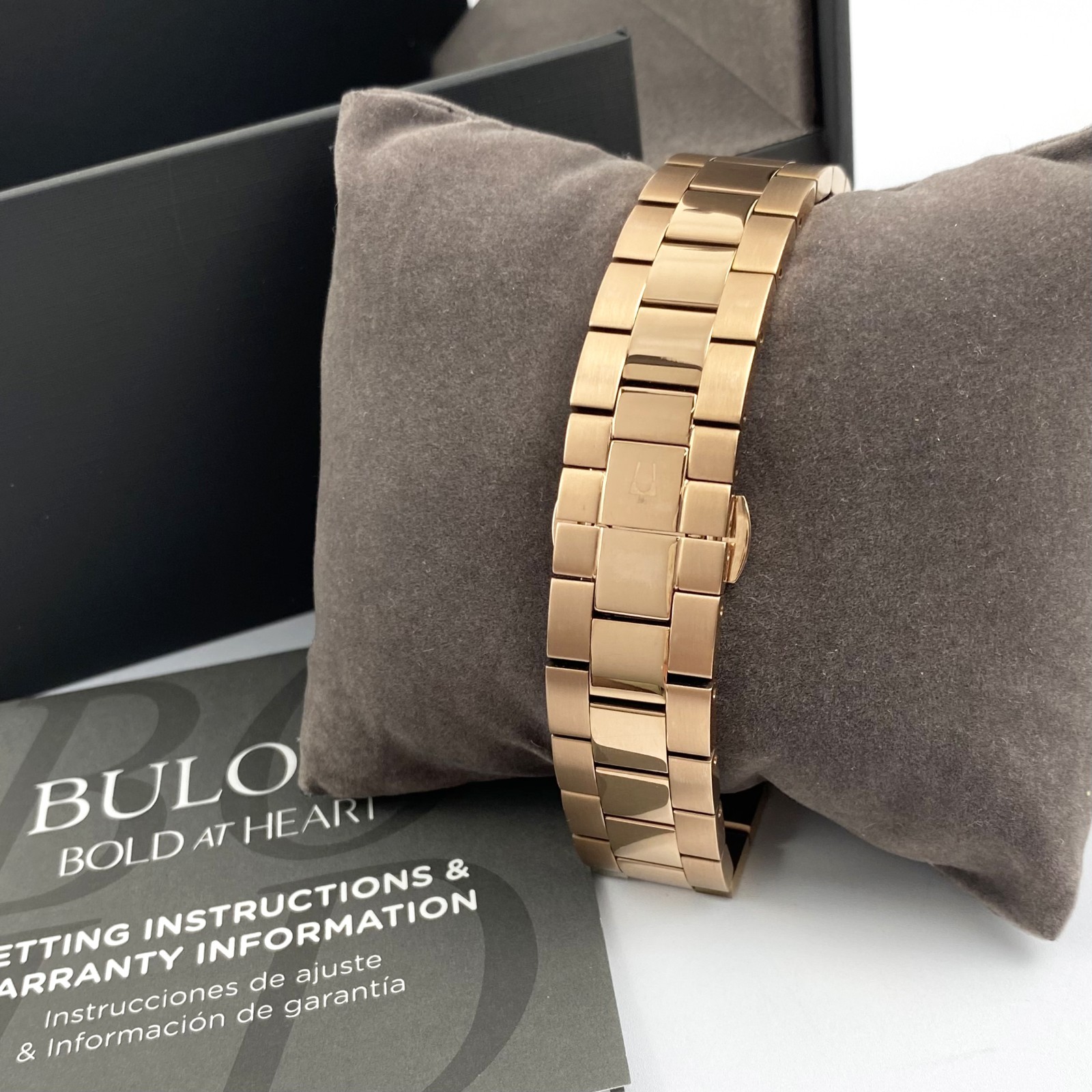 Bulova Surveyor Men’s 97B234 Automatic Watch Purple Dial Rose Gold Tone 39mm
