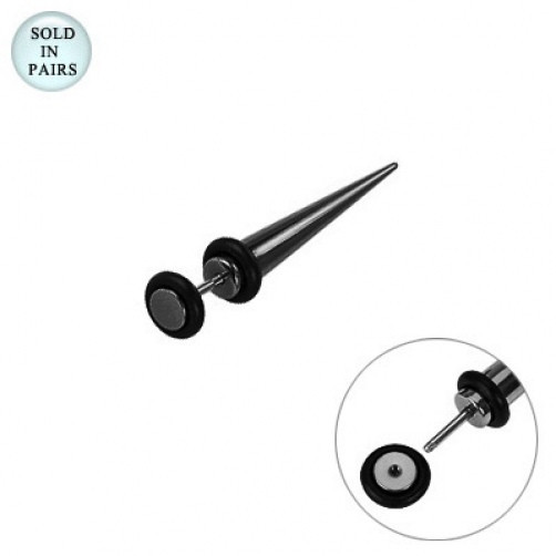 Black Fake Anodized Titanium Tapers Plugs 18 Gauge – Sold in Pairs