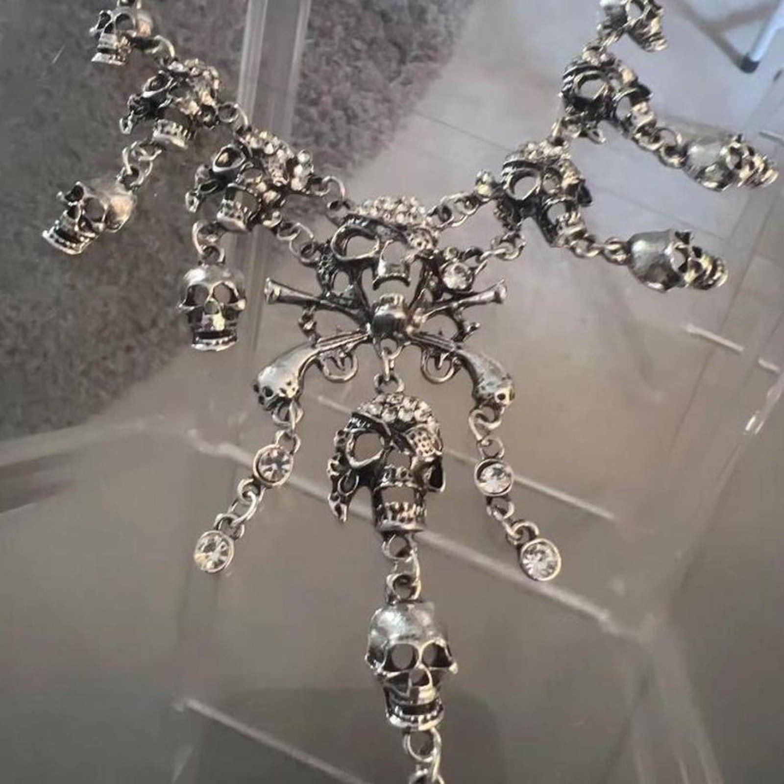 Y2K 2000s Style Necklace Skull Gothic Emo Style Grunge Skeleton Skater Unisex