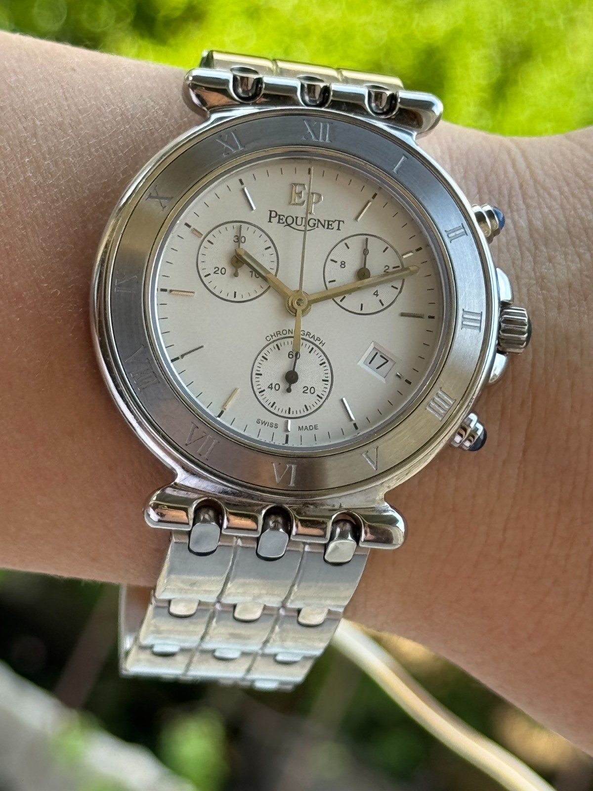 Pequignet Moorea Classique Chronograph Watch Quartz Mens 42mm Swiss 1350433