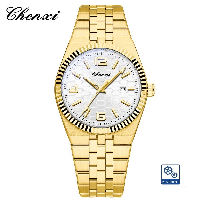 CHENXI Men’s Gold Luminous Calendar Casual Business Automatic Mechanical Watch