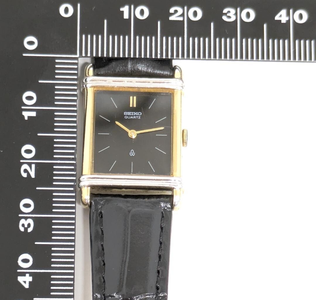 SEIKO 1400-5240 Rectangular Wristwatch Black Quartz From Japan