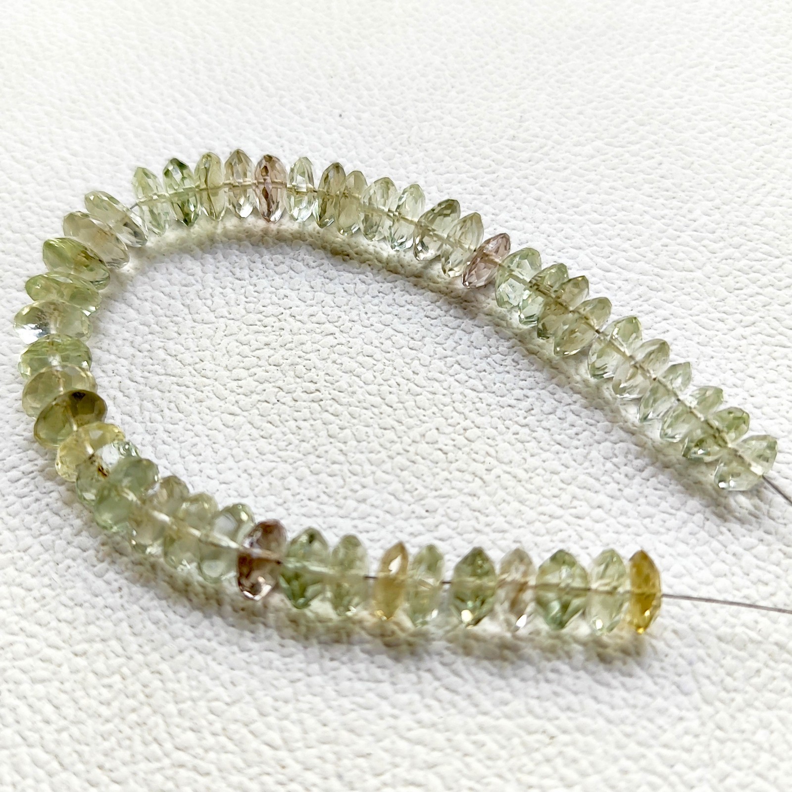 Brazil Green Amethyst Prasiolite Faceted Rondelle Beads 7-8mm 6″ Gem Strand