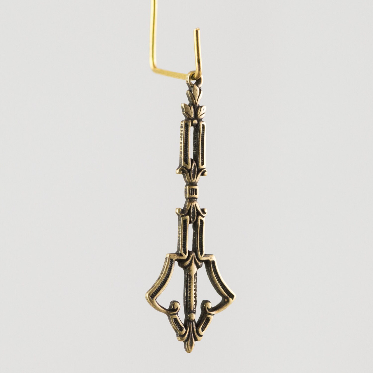 1 Hole Brass Ox Deco Pendant Charm 35x13mm (4) mtl505B