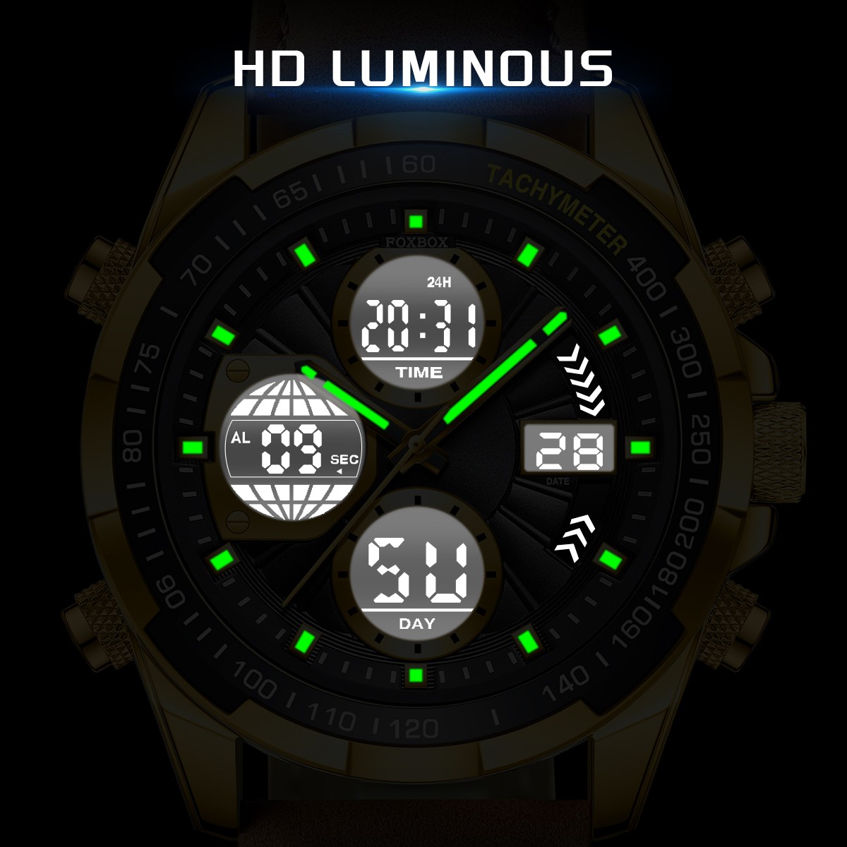 Men Quartz Watch LED Digital Luminous Waterproof Casual Business Male Wristwatch