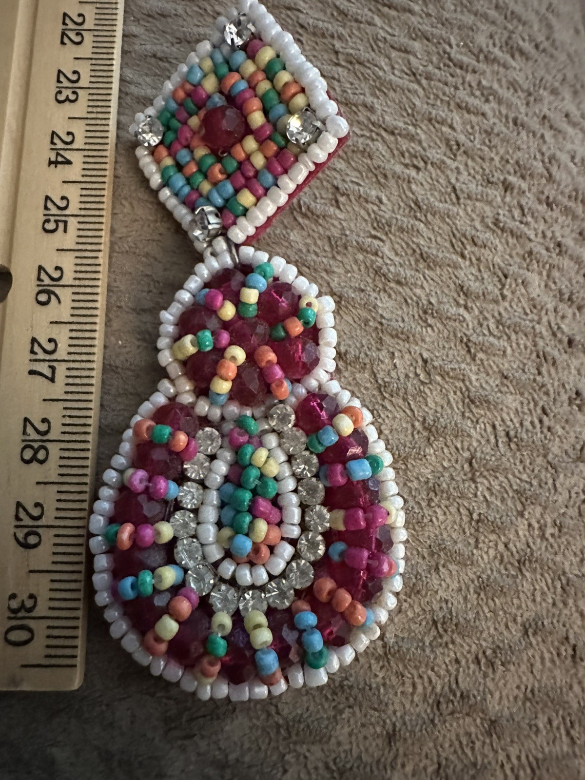Kay Lee Statement Earrings Beaded Boho Dangling Felt Back Multicolor 3.25”