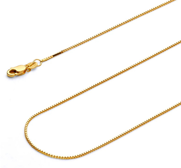 14k Yellow Gold 16″ Classic Box Link Pendant Chain/Necklace 1.4mm 5.5 Grams