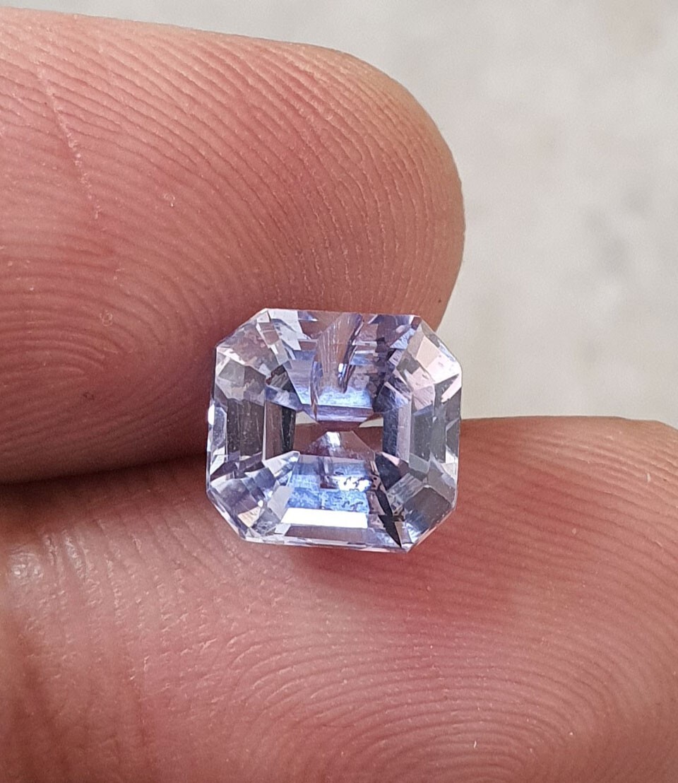 3.96Ct Flawless Octagon Cut Ceylon Cornflower Light Blue Sapphire Lab Grown Gems