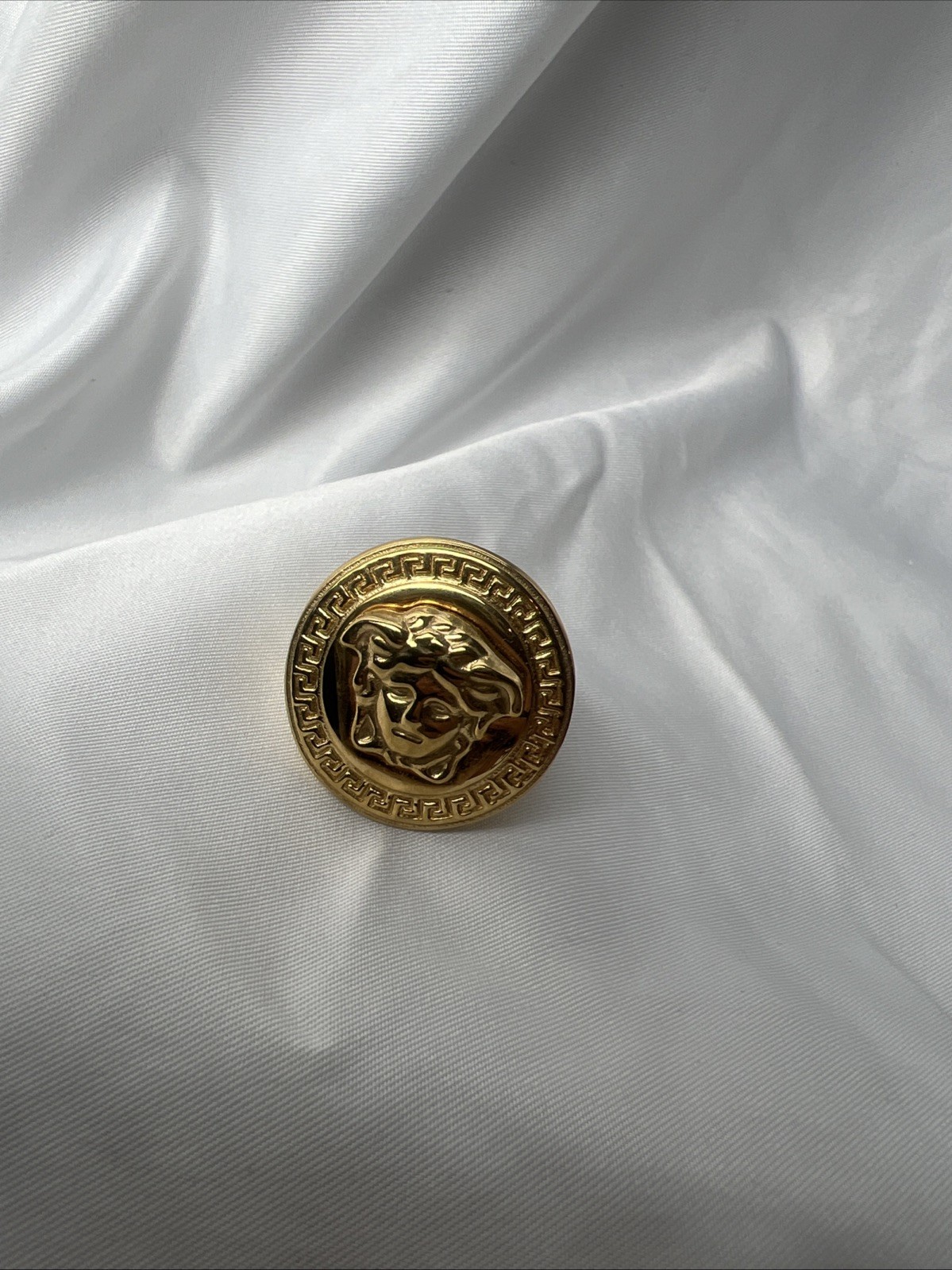 Gold Greek Key With Signet Medusa Head Ring -Stainless Steel-9