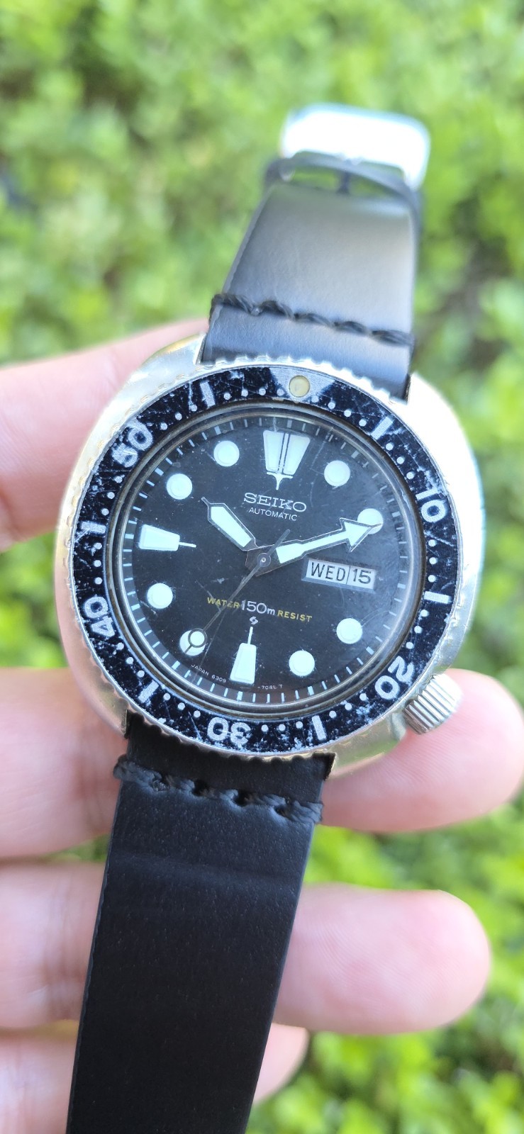 VINTAGE SEPTEMBER 1979 SEIKO 6309 7040 AUTOMATIC SUWA TURTLE DIVER WATCH