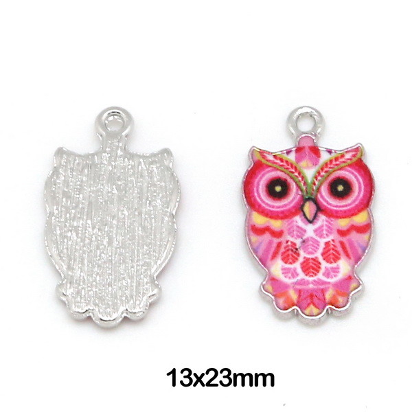 Owl Charms Blue Pink Brown Green Fits European Bracelet or Zipper Pulls DIY