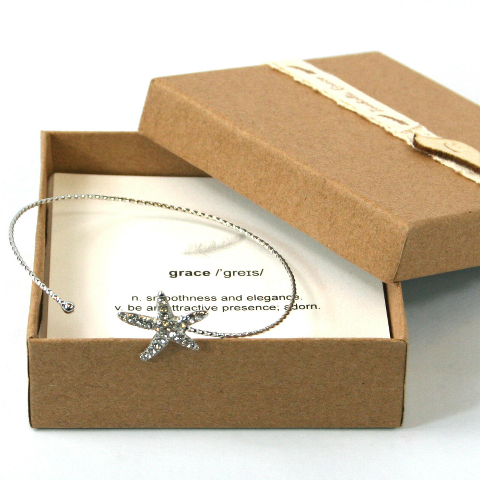 Isabelle Grace Black Ginger Starfish Bracelet Metal Diamante Jewellery Gift Box