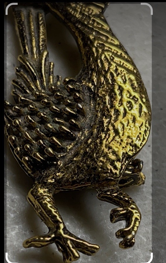 VTG Signed Ambassador Bird Roadrunner KooKoo Pin Gold Tone Green Eye 50s 60s