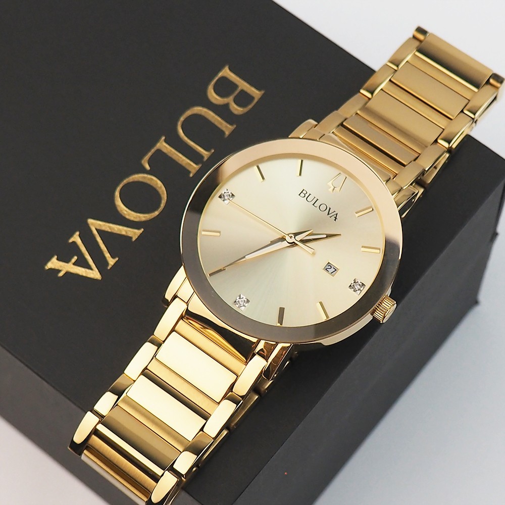 Men’s Bulova Modern Futuro 97D115 Diamond Gold-Tone Dial Quartz Watch 42mm