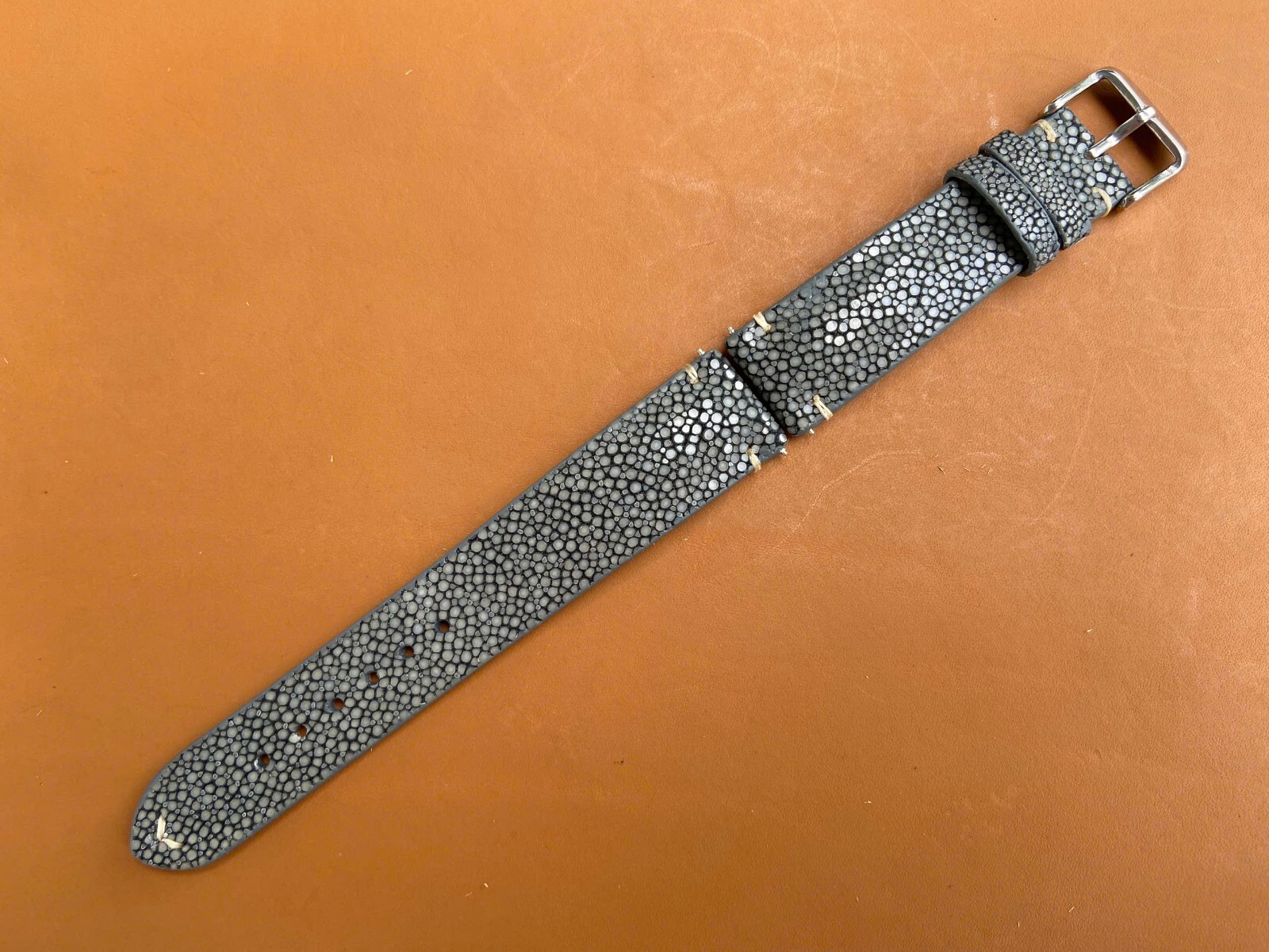 Gray Stingray Leather Watch Strap Band, Size 18mm 19mm 20mm 21mm 22mm 24mm 26mm.