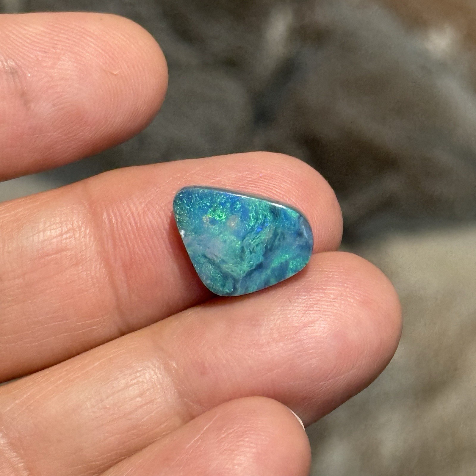 4.2ct 14.5×10.5×3.7mm Fine Teal Blue Green Australian Doublet Opal Cabochon Gem