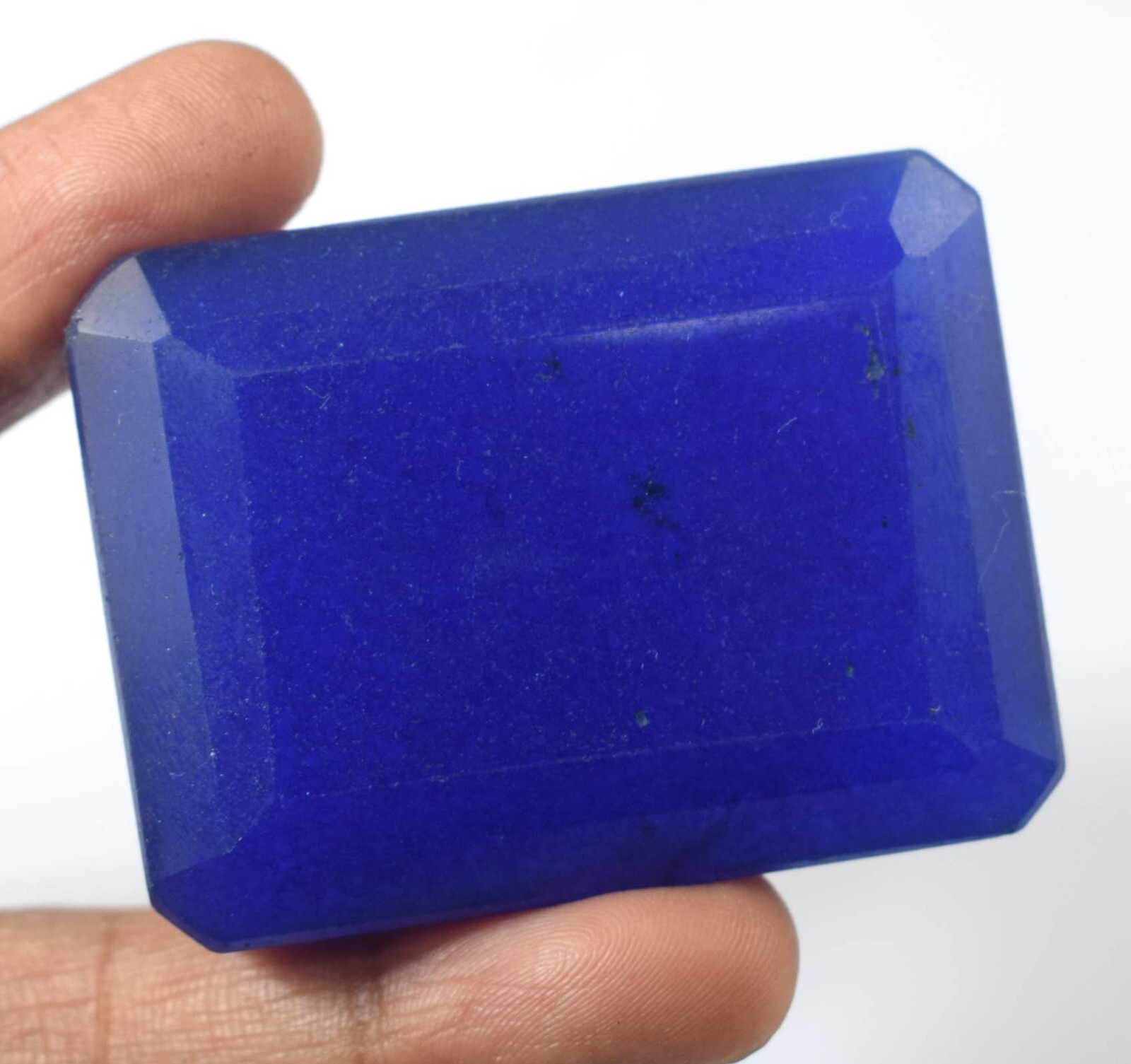 African Big Size Blue Sapphire Natural Emerald Cut Certified Gemstone KH12