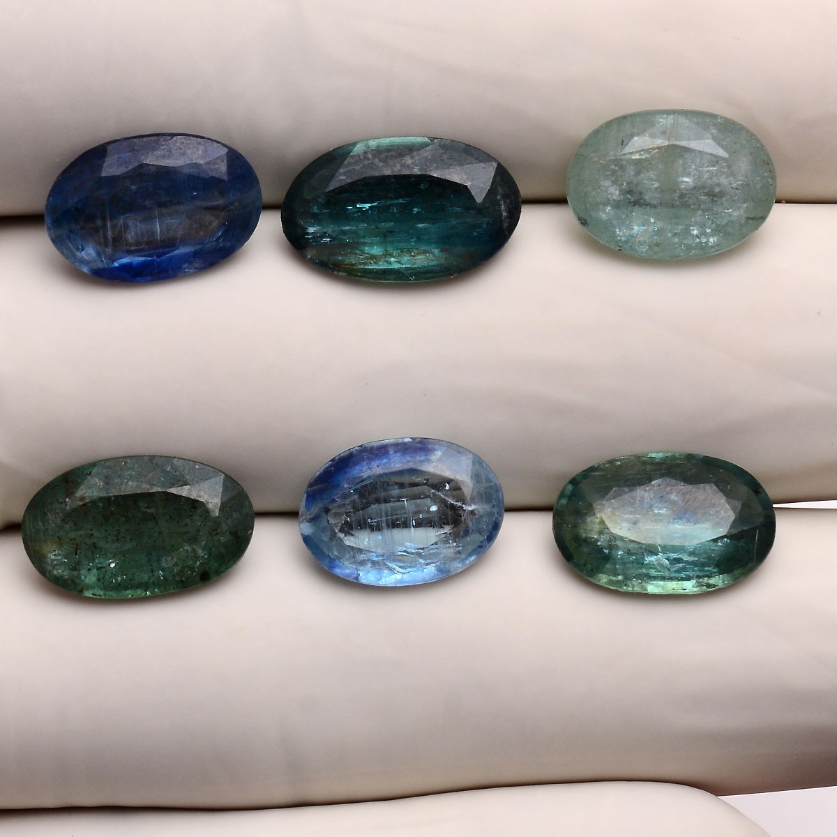 Set Of 6 Pcs Natural Kyanite Untreated Oval Faceted Cut Untreated Gemstones Lot