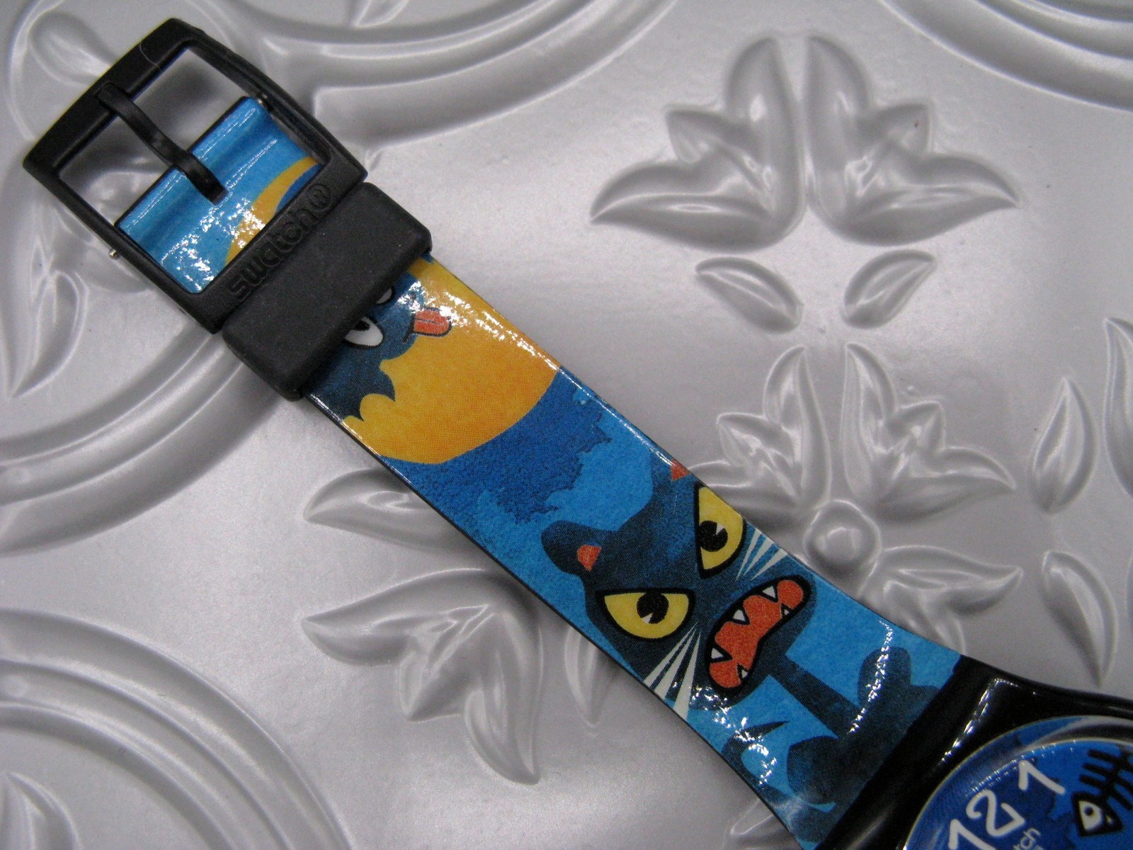 Swatch Watch BIZAR WORLD GB230 Scary Black Cat Monster Gent Vtg 2006 With Case