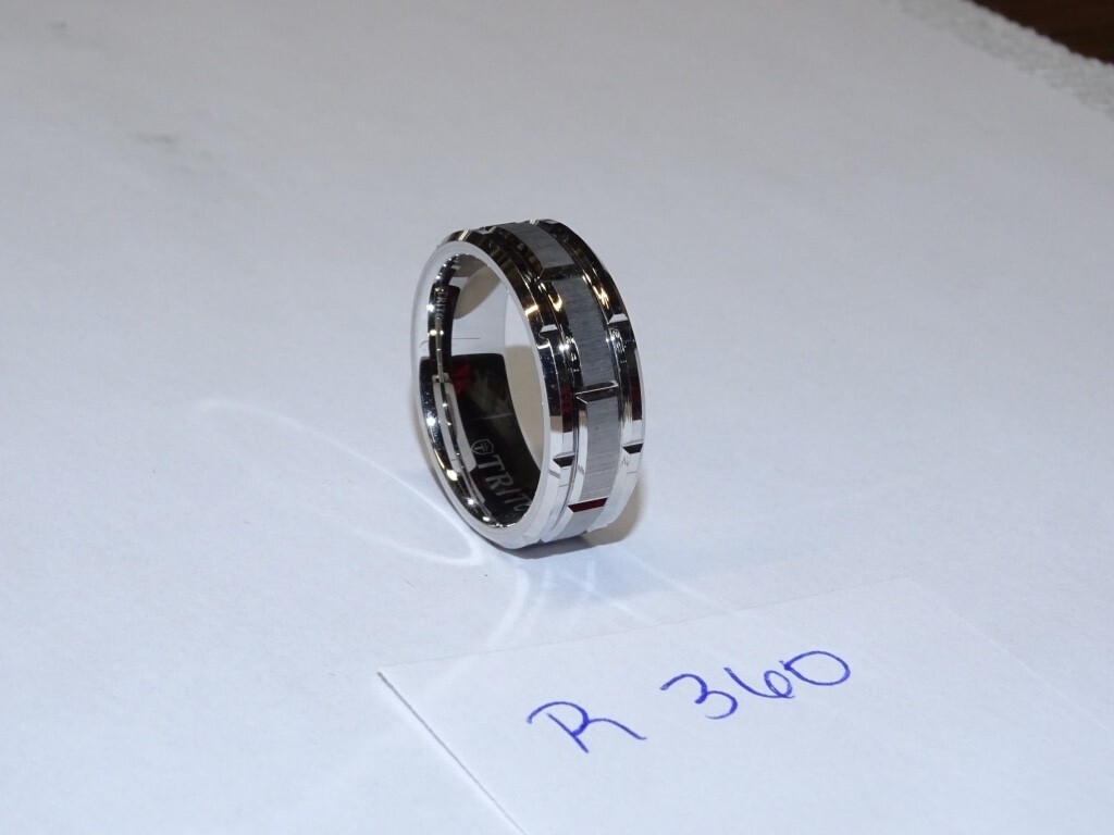 Triton Tungsten Carbide Wedding Ring 8mm Size 9-1/2 Silver w/Brick Design #R360