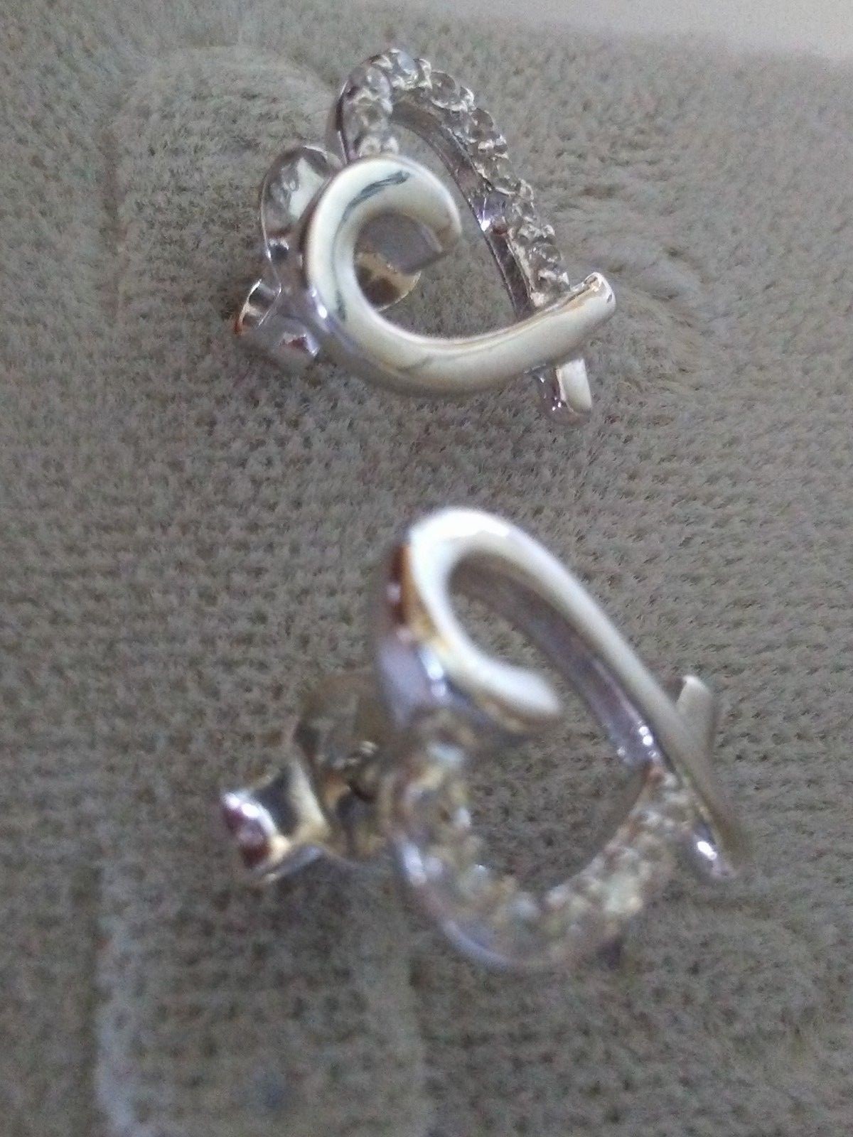 .925 STERLING SILVER Heart Earrings Micro paved cubic zirconia CZ new item