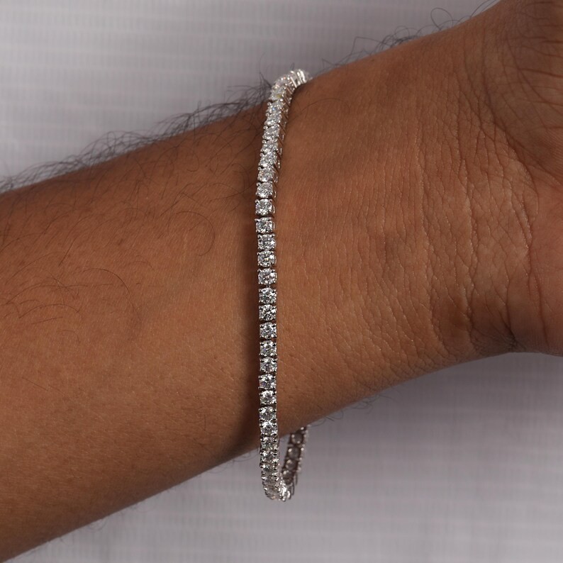 14K White Gold 6.60CT Round Cut GDGL Certified Natural Diamond Tennis Bracelet