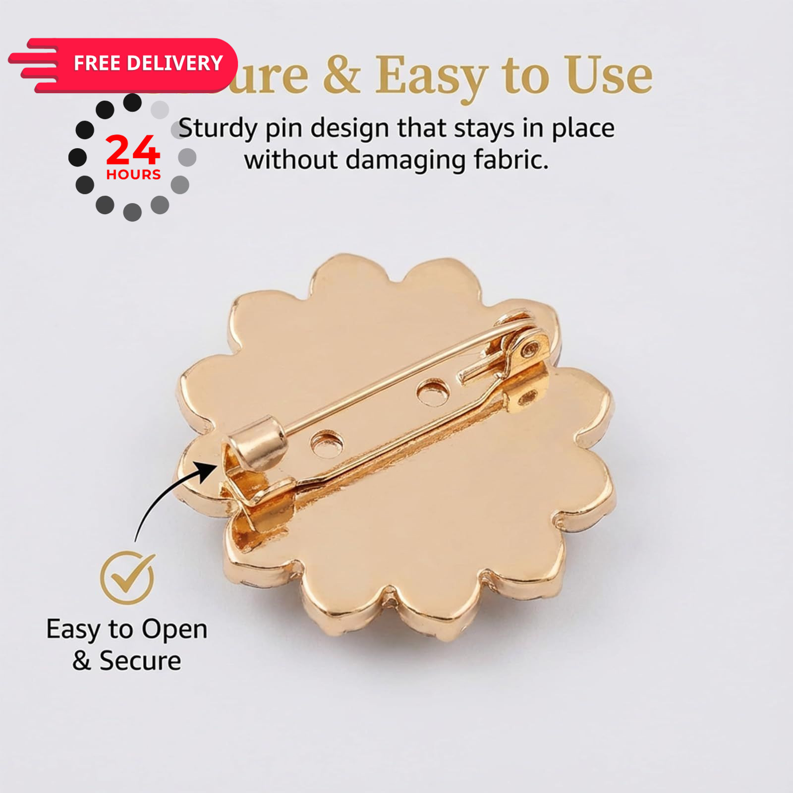 12 Pieces Gold Crystal Wedding Bouquet Brooches for 2.4cm / 0.9inch, Sliver