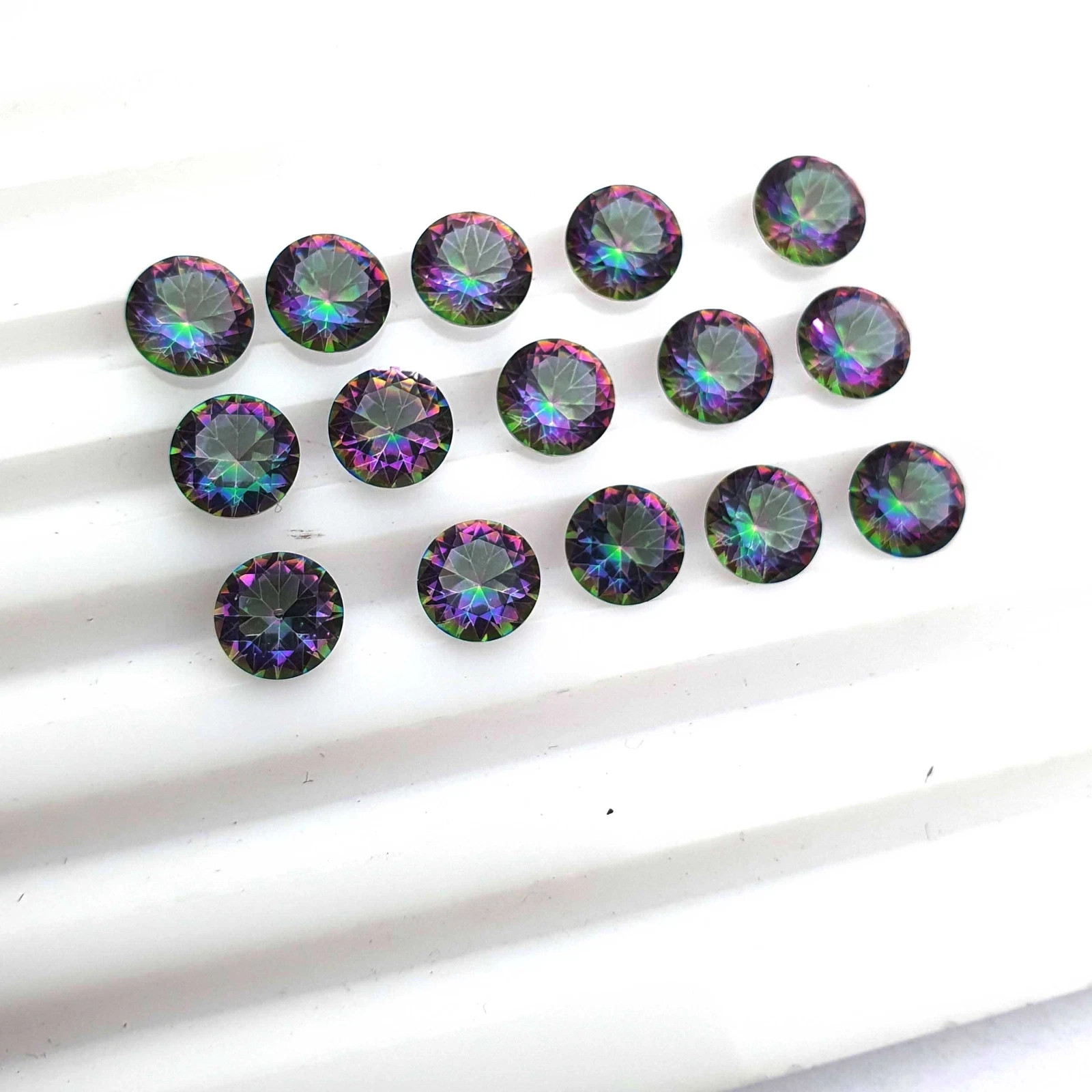 Nice Mystic Quartz Round Cut Loose Multi Color Gemstone Lot 10 Pcs 6 mm 45.40 Ct