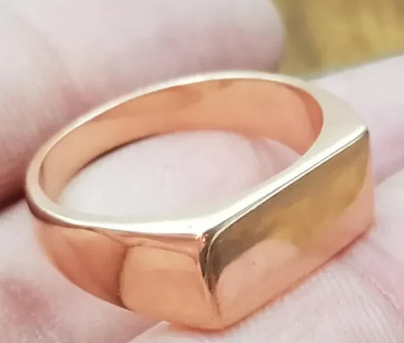 Hammered Solid Copper Ring – Minimalist Band Signet Ring Jewelry