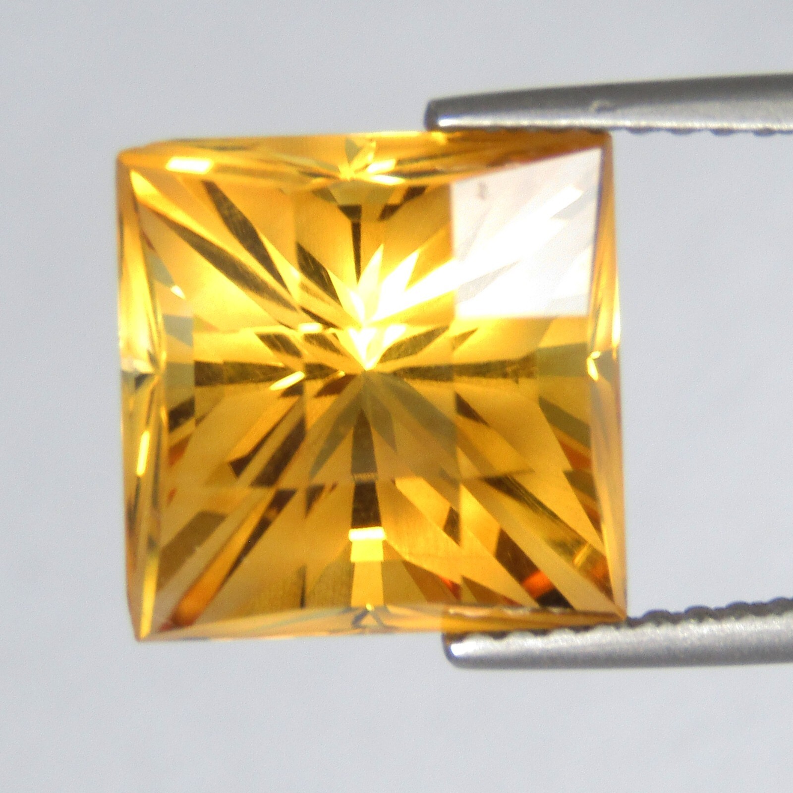 5.50Cts Sparkling Natural Citrine 10.2mm Square Pixel Cut Loose Brazil Gemstone