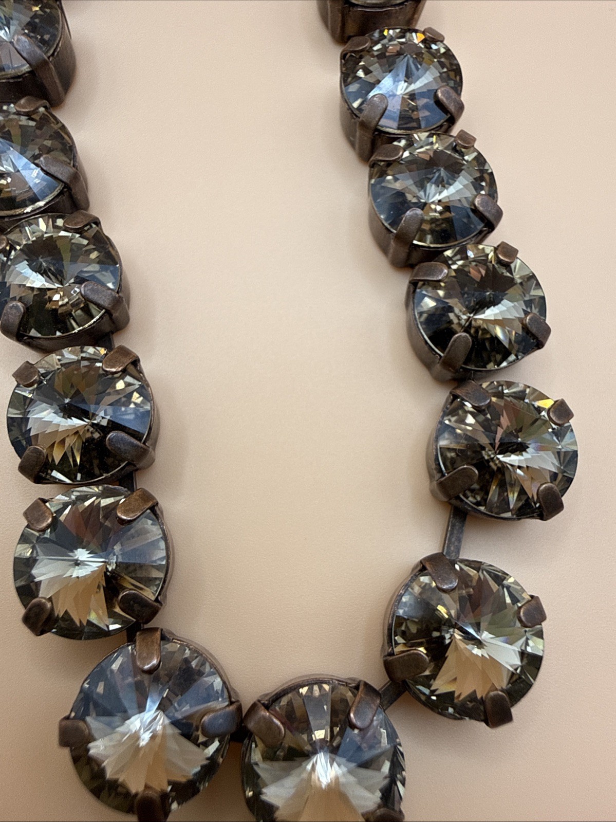 Sabika Choker Necklace Drop Earring Set Light Colorado Topaz Brown 10mm Crystal