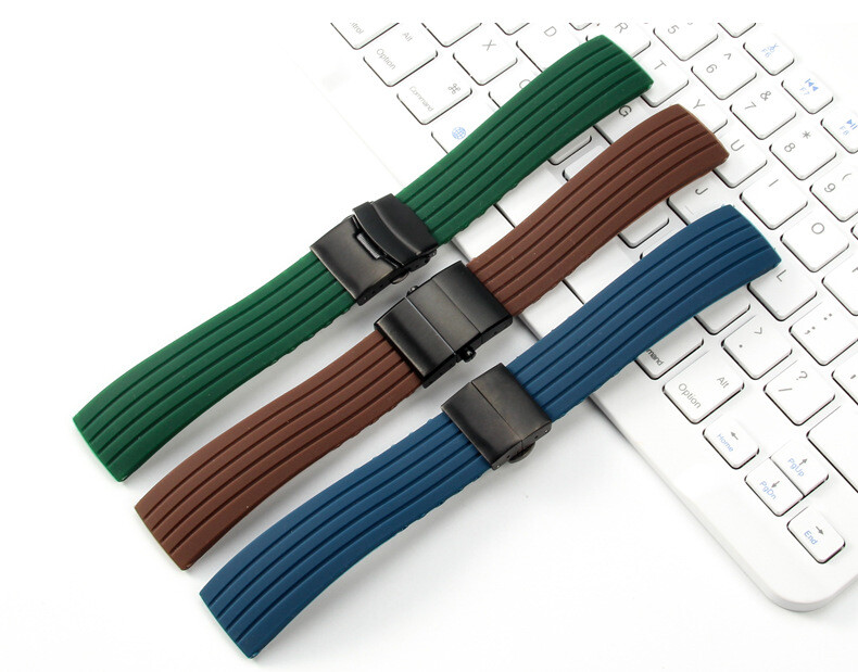 Premium Flat Stripe Silicone Watch Band Waterproof Rubber Strap 18 20 22 24mm