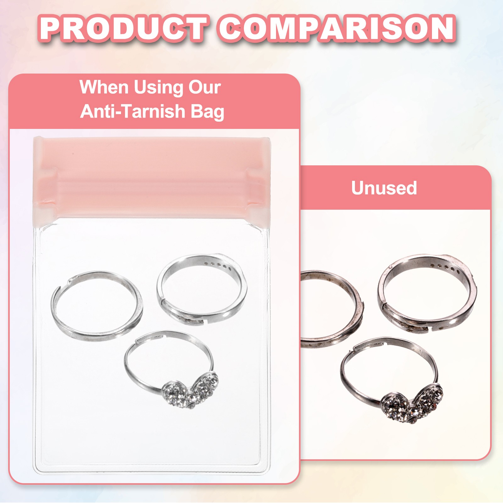 50 Pcs Anti Tarnish Jewelry Bags Pouch, 3.2 x 4.72 Inch, Pink