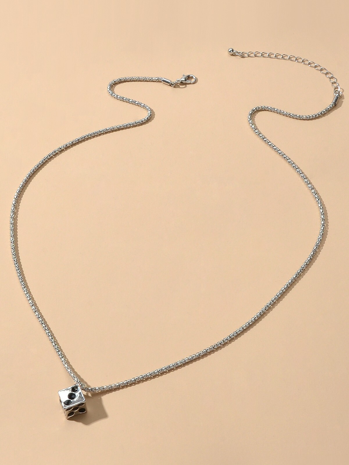 Silver Chain Dice Pendant Necklace Women Men Punk Goth Hip Hop Style Jewellery