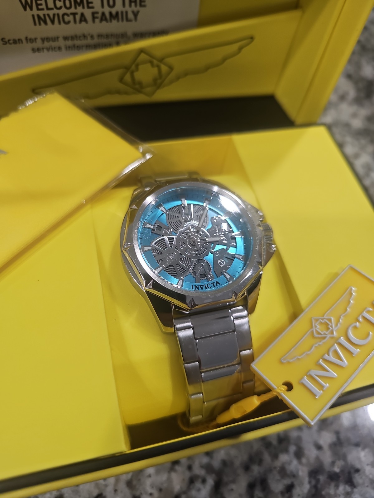 Retail 299.99! Invicta Auqa Objet D Art Men Watch w/ Skeleton Dial – 44mm. Steel