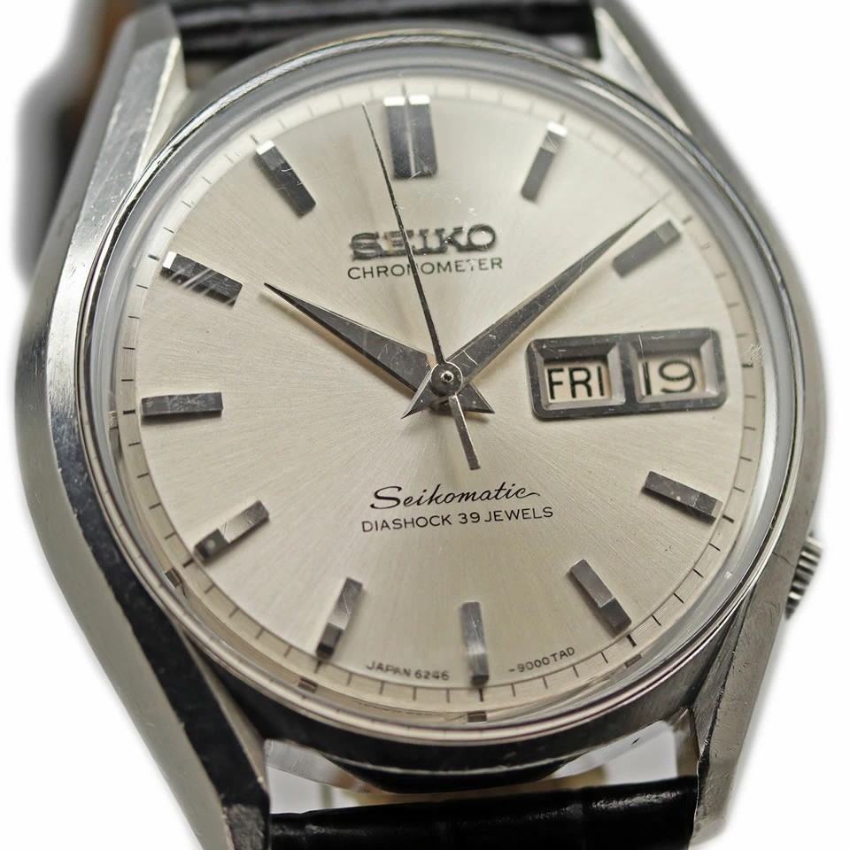 SEIKO SEIKOMATIC CHRONOMETER 6246-9000 1966 Vintage 36.5mm SS Silver Auto Men’s
