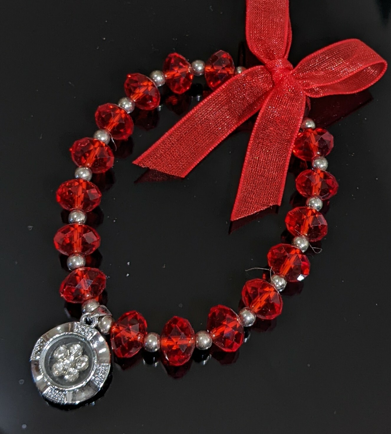 Birthstone Bracelet Ruby Red Bracelet for Women Beaded Stretch July