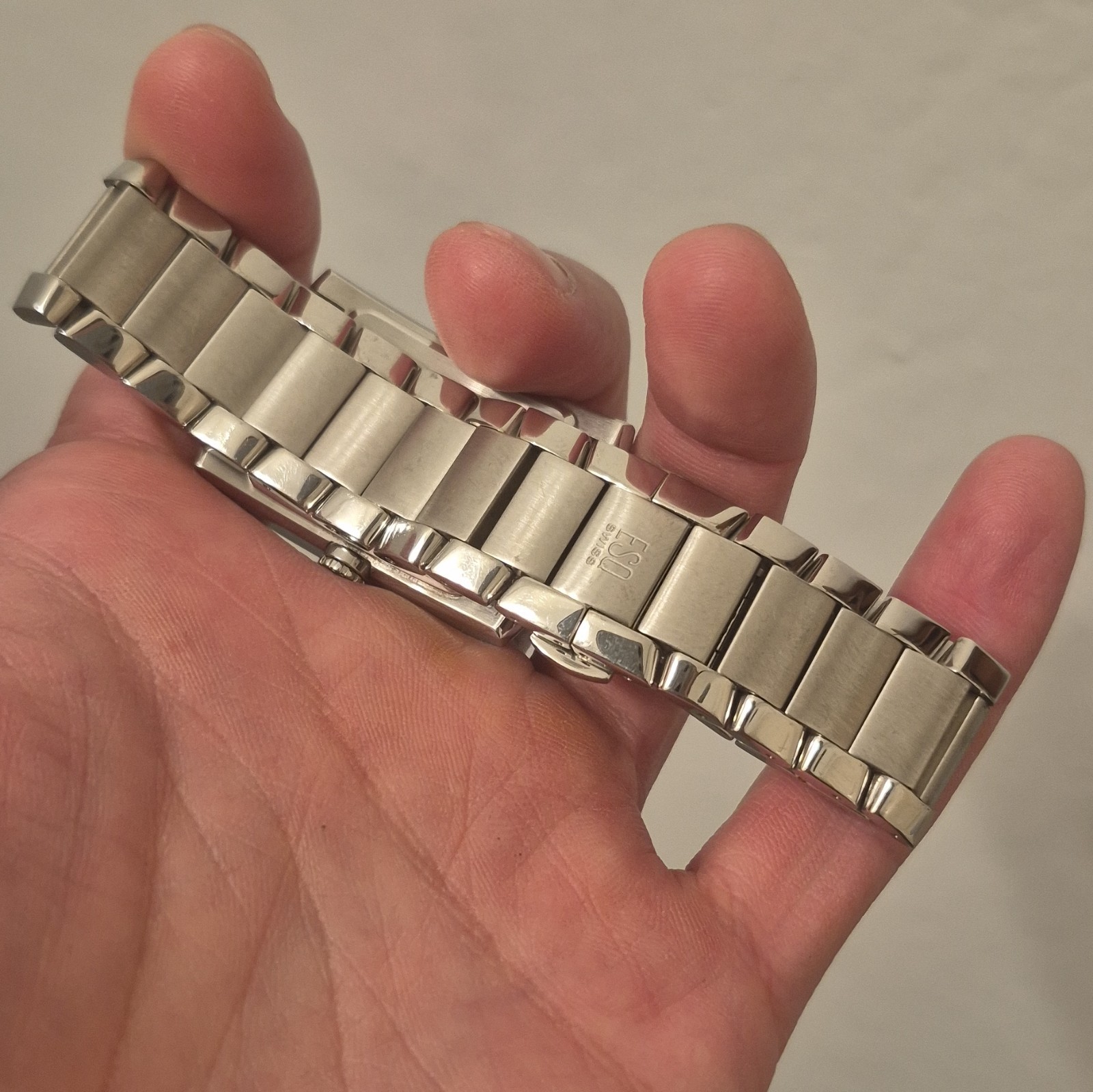 ESQ Swiss Women’s Rectangular Black Dial Quartz Diamond Markers SS Bracelet