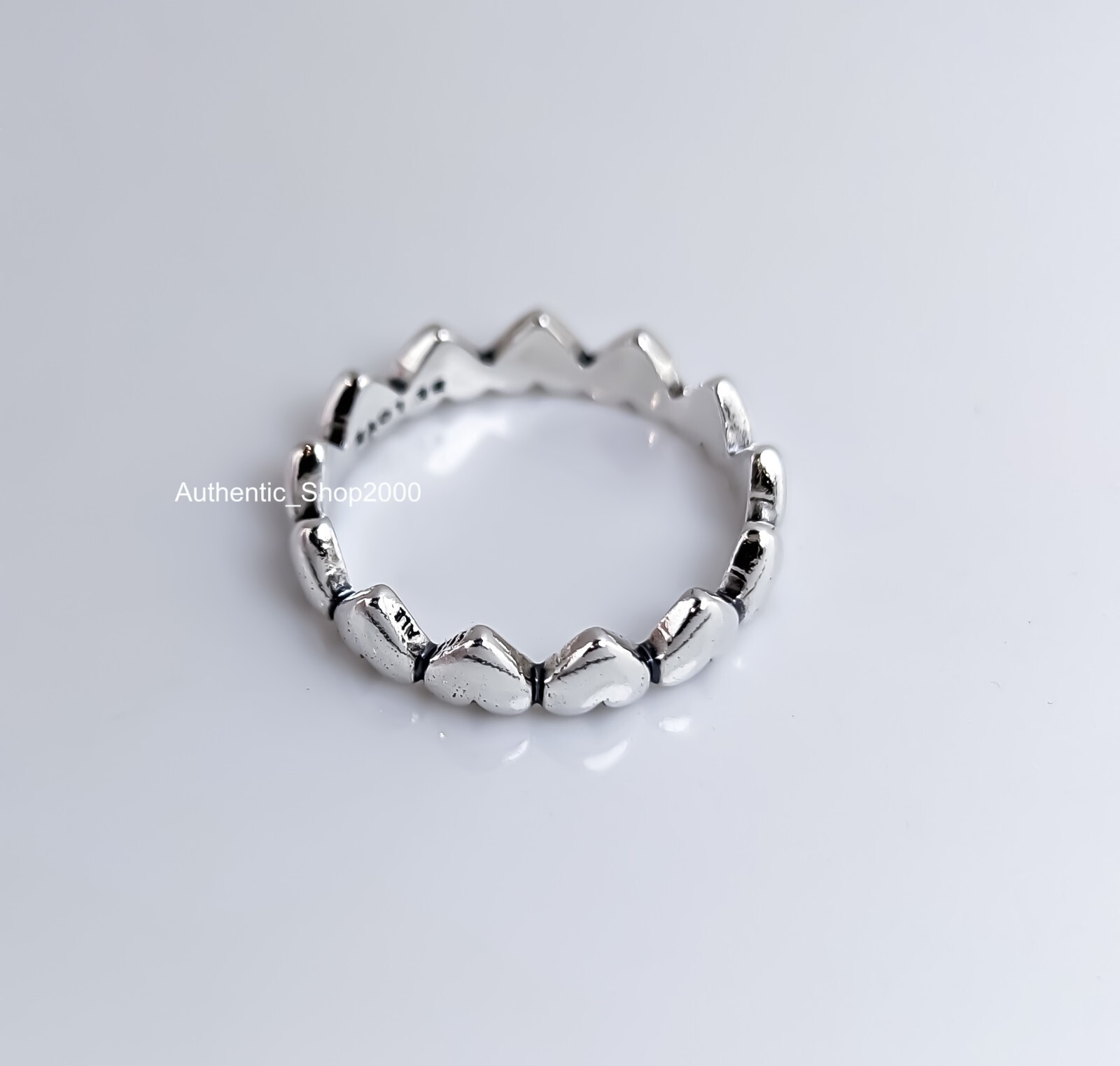 New 100% Authentic PANDORA 925 Ale Silver Be Love Row of Hearts Ring 193427C00