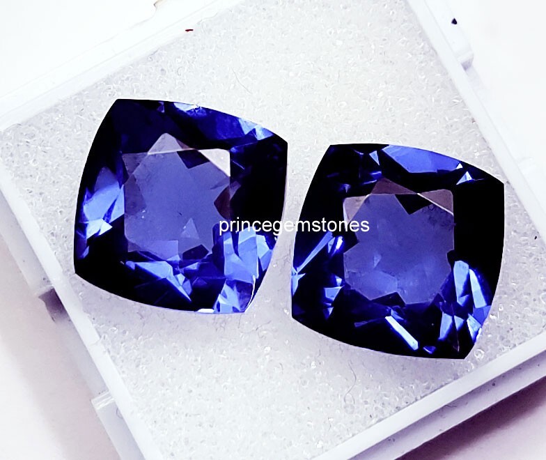 Natural Tanzanite Cushion Cut 16 Ct Pair Certified Loose Gemstone P051