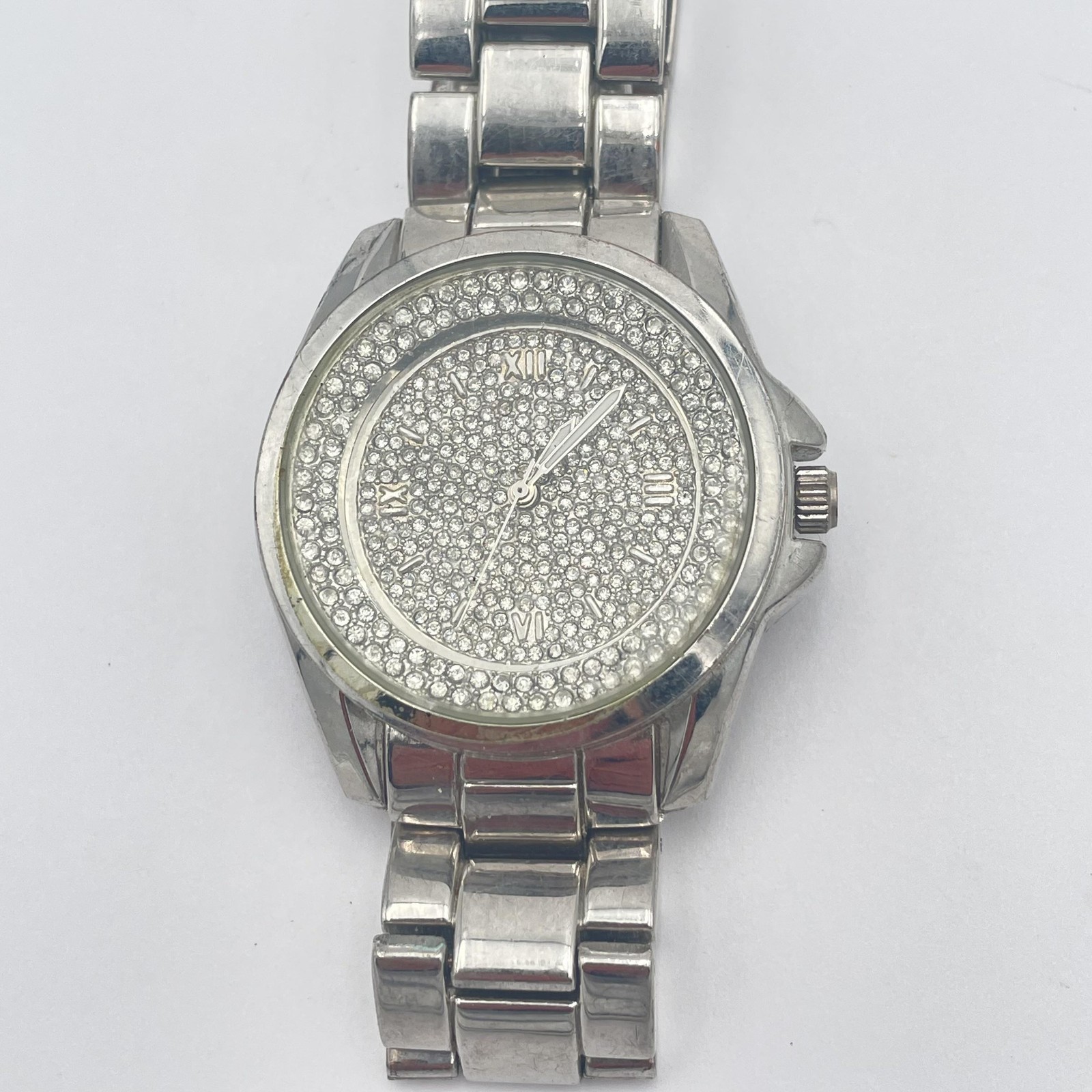 Accutime Watch Corp Mens Crystal Dial Stainless Steel Watch WAC8210GM