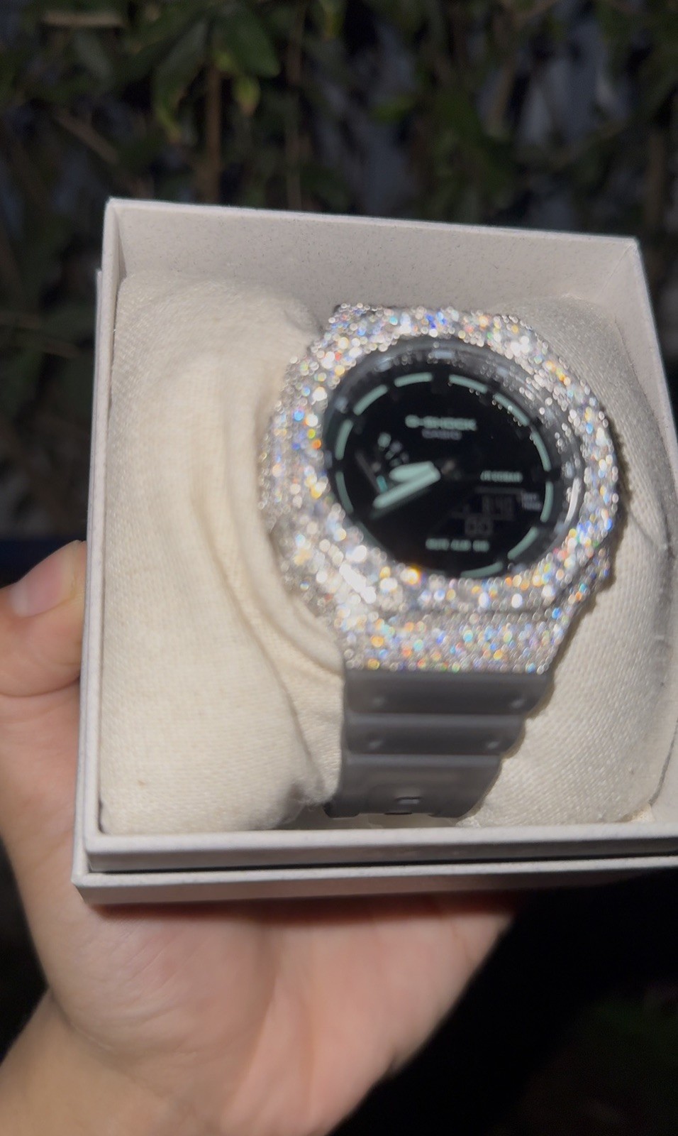 Custom Casio G-Shock GA2100 Moissanite Watch Black Dial