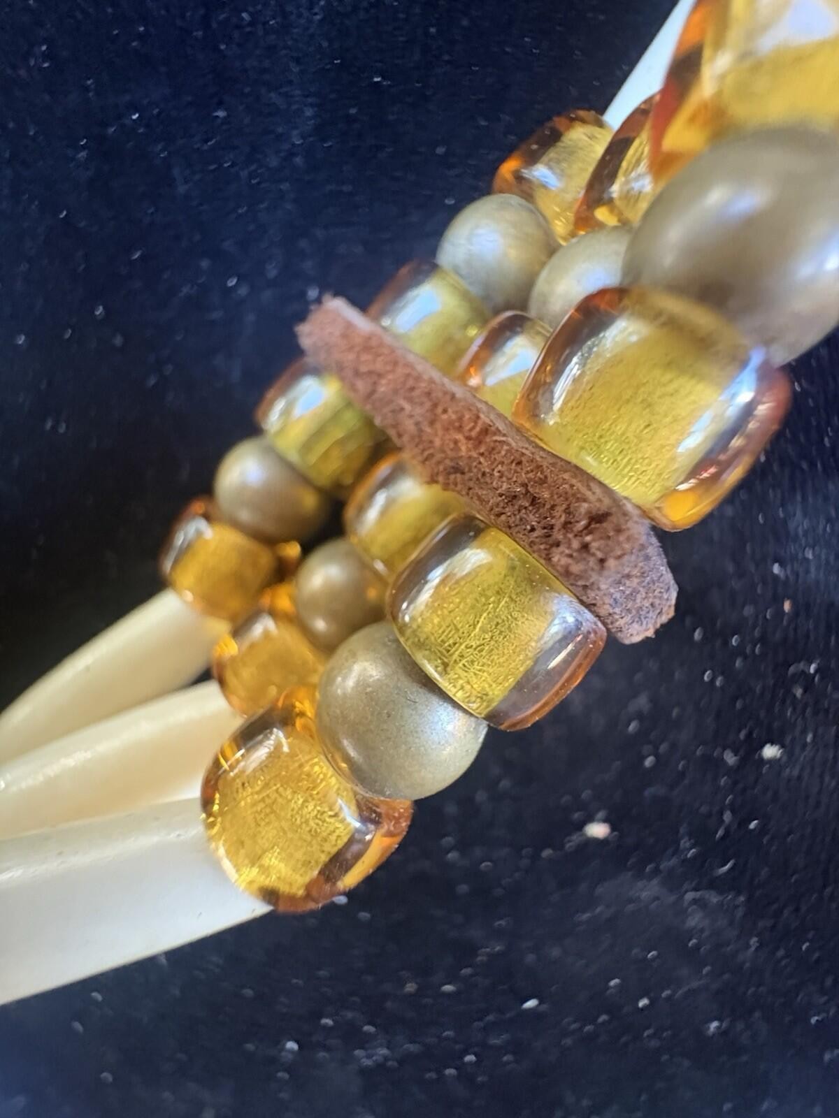 Vintage Native American Buffalo Bone Choker Necklace