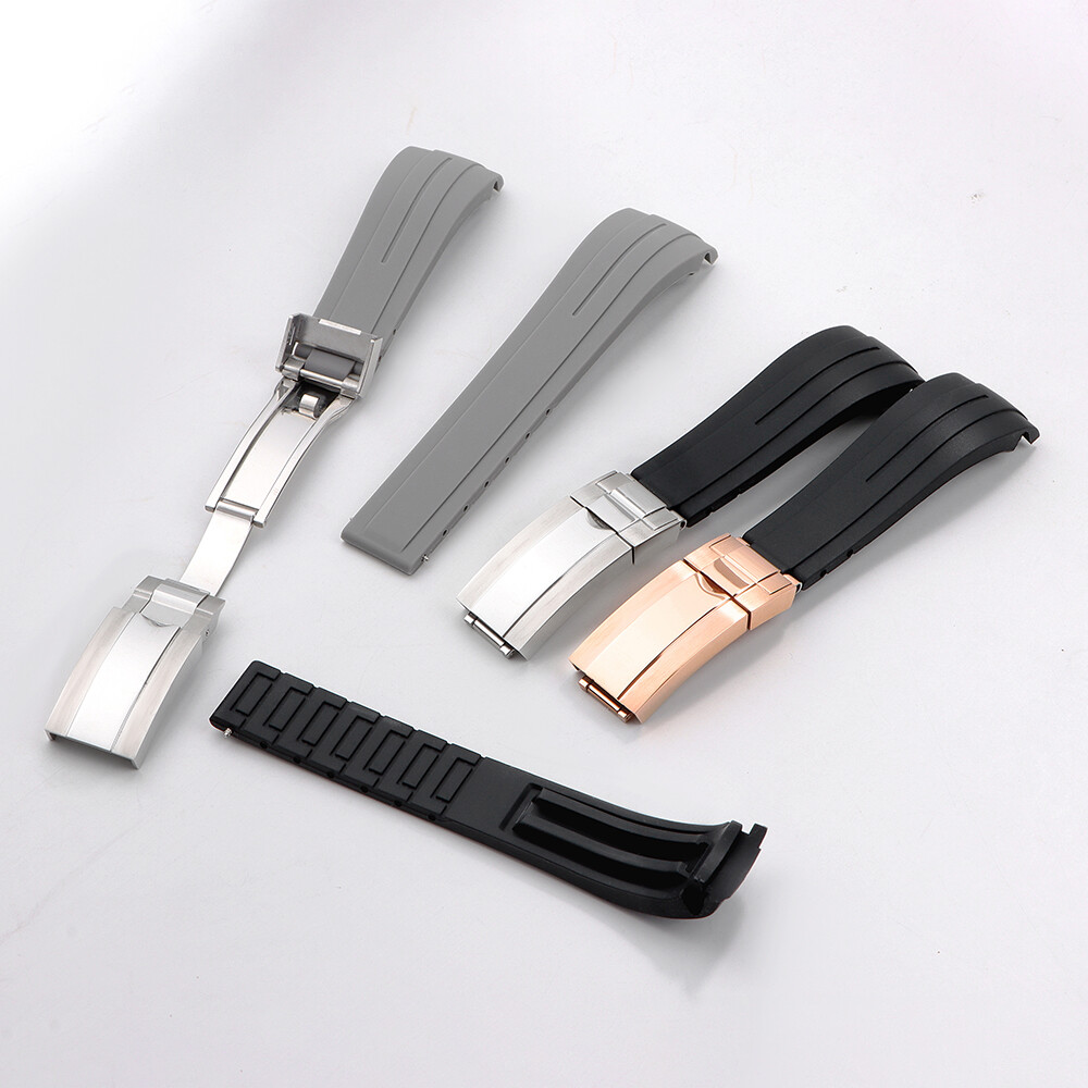 New 20mm 21mm 22mm Silicone Rubber Watch Band Replacement Strap Butterfly Buckle