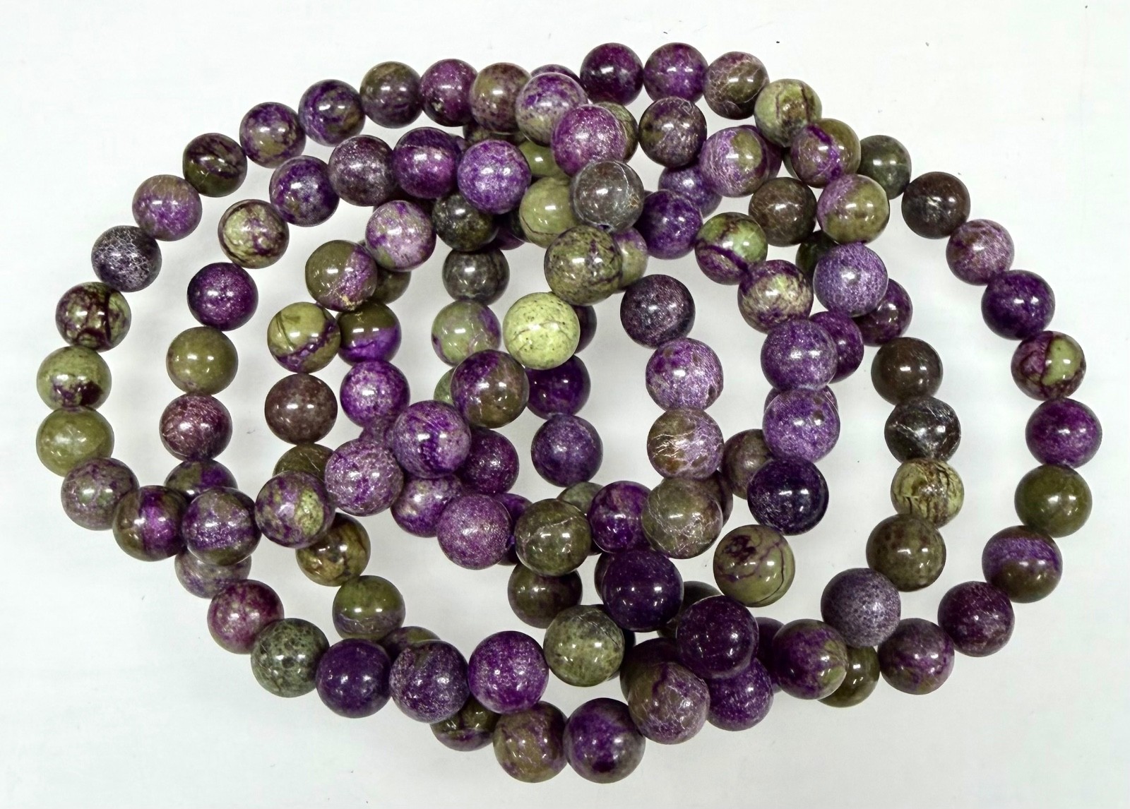 Wholesale 6 Pcs Natural Atlantisite 8mm 7.5” Crystal Healing Stretch Bracelet