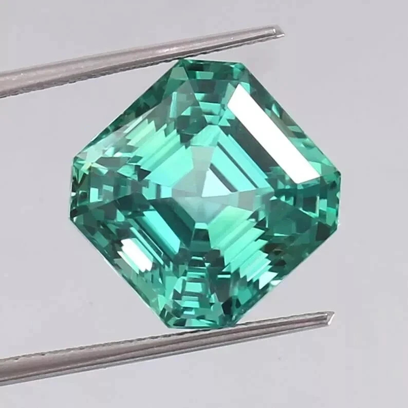 AAA 9.55 CT Flawless Natural Green Emerald Loose Certified Gemstone Asscher Cut