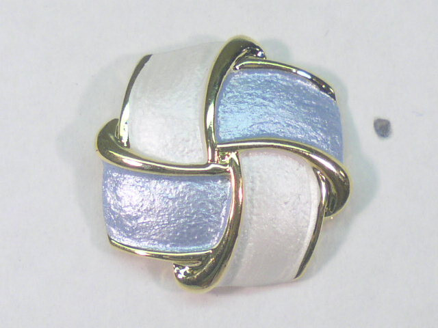 #… NICKEL FREE PIERCED EARRING DESIGNER SIGNED WHITE & BLUE ENAMEL 040BW