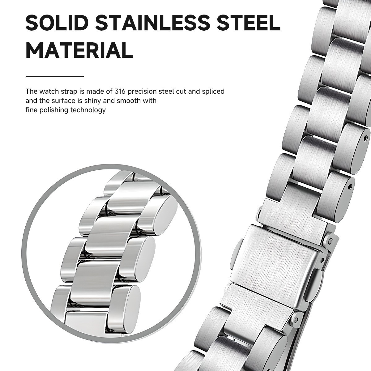 Fits Samsung Galaxy watch8/8Classic Stainless Steel Watch Strap Solid Band
