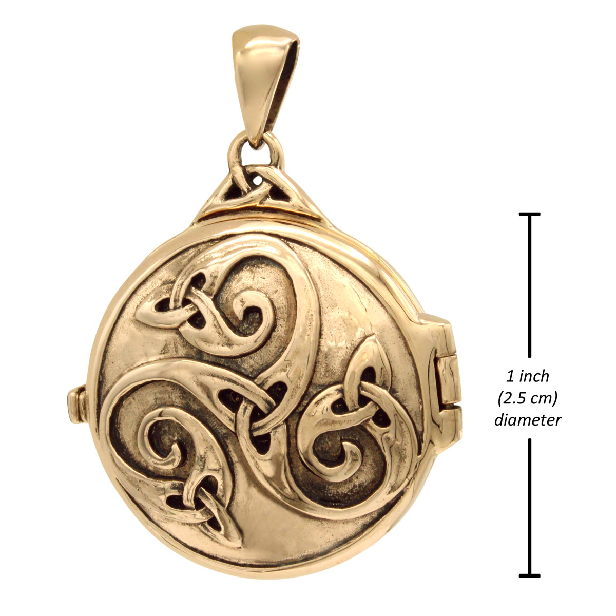 Bronze Celtic Swirl with Hidden Pentacle Locket Wicca Pentagram by Dryad Design